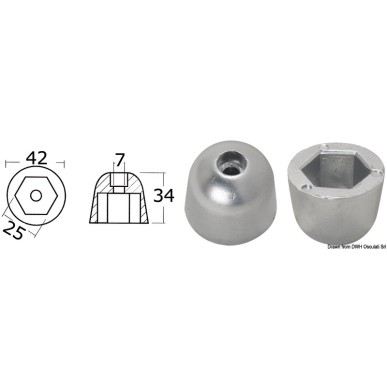Anode de rechange zinc réf. orig. 101180 | EAN 8033137135859 Ref 43.070.24