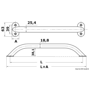 Main-courante ovalisée AISI316 19x25 mm 305 mm | EAN 8033137135439 Ref 41.911.12