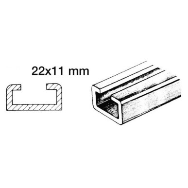 Rail aluminium + coulisse nylon 1 m 22x11 mm | EAN 8033137030017 Ref 46.786.03