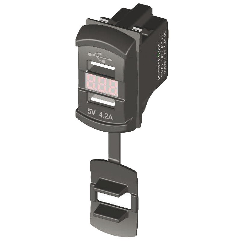 
Prise double USB-A + voltmètre 
