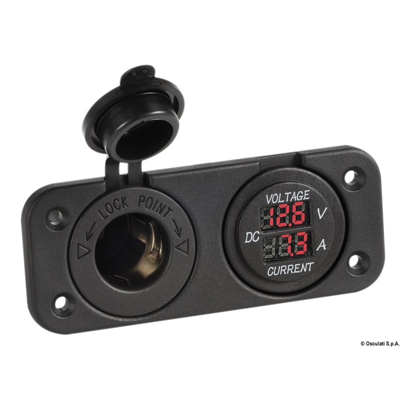 
Voltmètre et ampèremètre numérique, prise 12 V 
