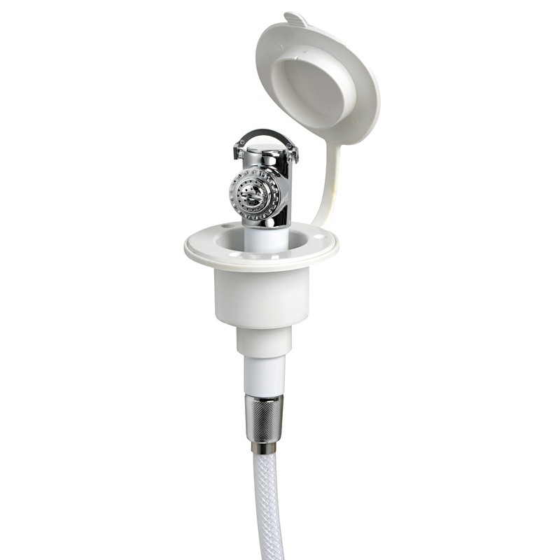 
Douche  bouton finition blanche tuyau PVC 2,5 m Montage  plat

