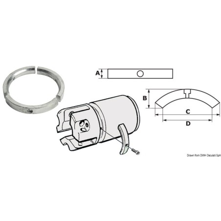 Anode hélice pieds Sail Drive/Folding Prop, série 3 pièces| EAN 8033137058882 Ref 43.535.11
