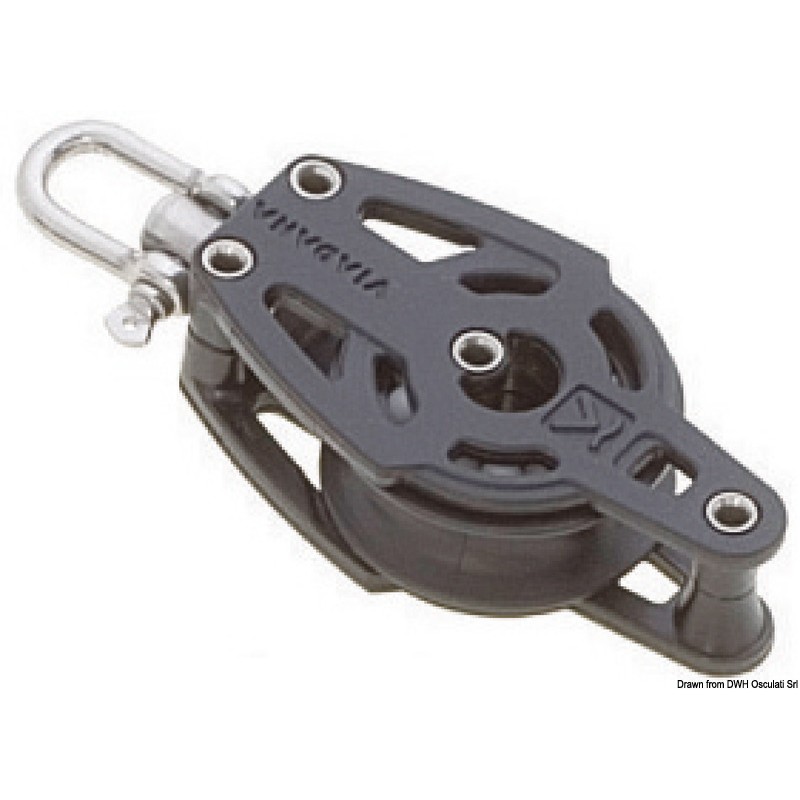 
Poulie simple pivotante ou blocable avec ringot A 
