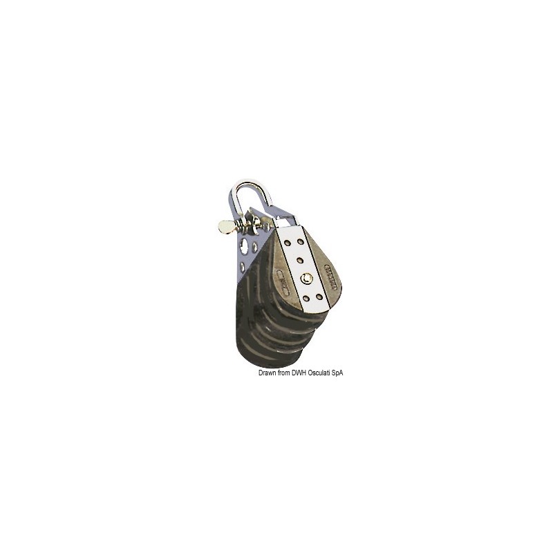 
Poulie sur billes triple avec manille 12x57mm 
