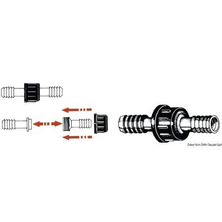 Raccord cylindrique nylon 22 mm  Ref 17.205.22
