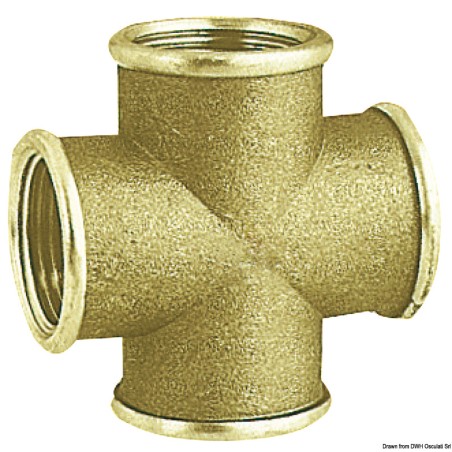 Raccord croix laiton femelle 1/2" | EAN 8033137099588 Ref 17.231.01