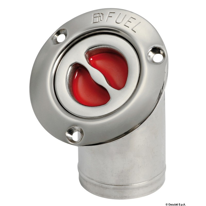 
Bouchon incliné 45° FUEL inox poli 50 mm 

