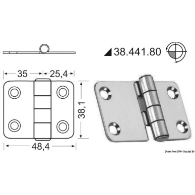 Charnière nœud saillant 60,4x38,1 mm | EAN 8033137005206 Ref 38.441.80