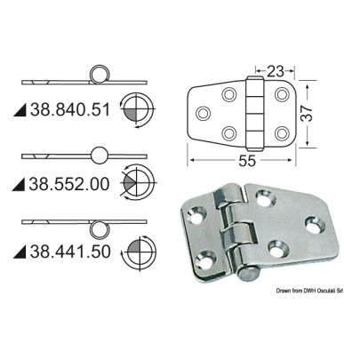 Charnière renversé 55x37 mm | EAN 8033137129148 Ref 38.441.50