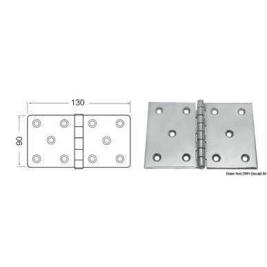 Charnière inox 130x90 mm  Ref 38.822.06
