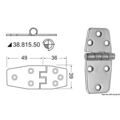 Charnière nœud saillant 85x39 mm | EAN 8033137005633 Ref 38.815.50