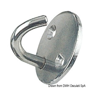 Crochet sur plaque tonde inox poli 8 mm | EAN 8033137130878 Ref 39.324.03