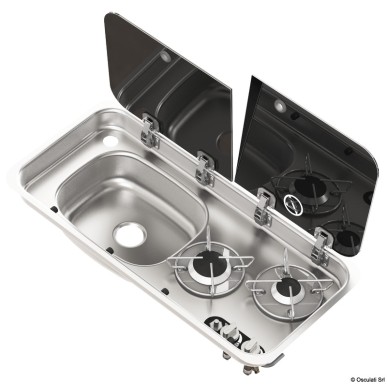 Plaques de cuisson acier + couvercle verre| EAN 8033137226045 Ref 50.714.04