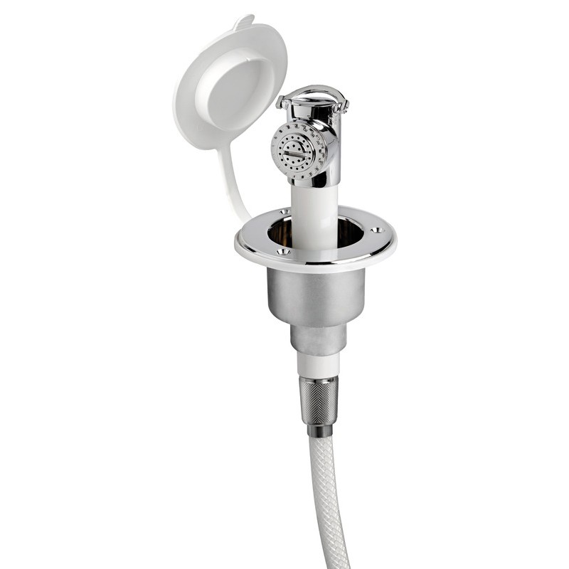
Douche  bouton finition chromée tuyau PVC 4 m Montage  plat
