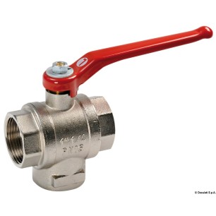 Vanne bille laiton 3 voies 1/2" L | EAN 8033137099427 Ref 17.229.01