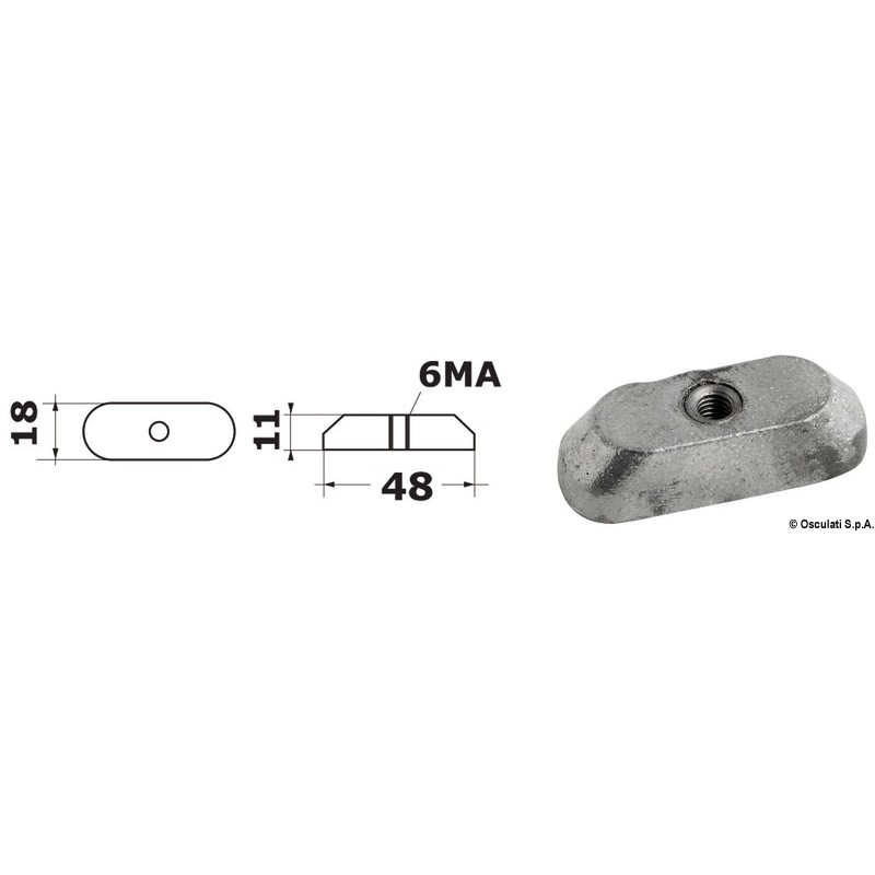 
Anode plaque 6/15 HP 4 temps filet M6 
