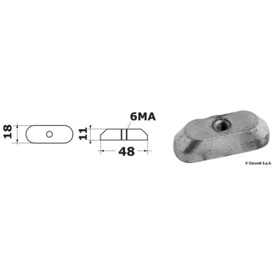 Anode plaque 6/15 HP 4 temps filet M6 | EAN 8033137140785 Ref 43.903.35