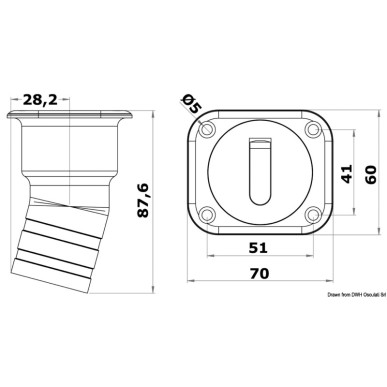 Bouchon de nable Square Diese version courte 38 mm | EAN 8033137110467 Ref 20.454.03