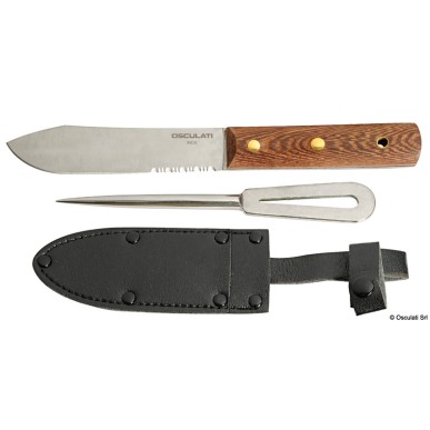 
Kit: couteaux inox + pinoche + étui en cuir 

