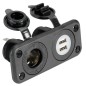 
Prise allume-cigares + double USB noire 
