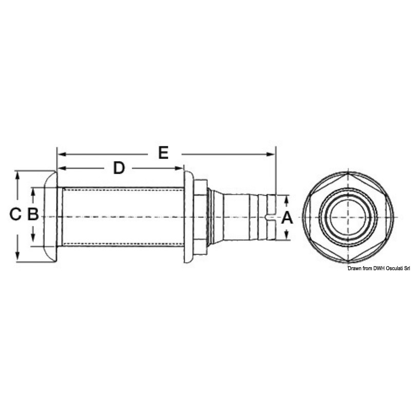 
Passe-coque long nylpn/fibre verre 2"1/4x53mm vann 

