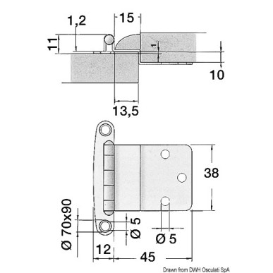 
Charnière inox 57x44 mm 
