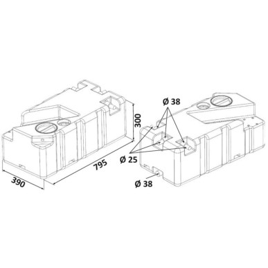 Réservoir eaux usées + broyeur 12 V 70 l | EAN 8033137057823 Ref 50.141.70