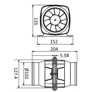 
Aspirateur ventilateur axial Hyperflow 7,6m3 24 V 
