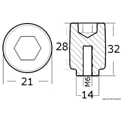 Anode cylindre zinc 80/225 HP | EAN 8033137137341 Ref 43.260.05