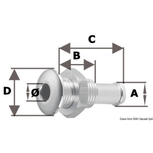 
Mini passe-coque AISI 316 bombée 1/4" 
