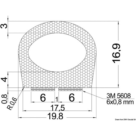 
Profilé adhésif en EPDM noir 17,5x16,9 mm 
