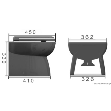 WC électrique caréné cuvette porcelaine bas 24 V | EAN 8033137051524 Ref 50.213.02
