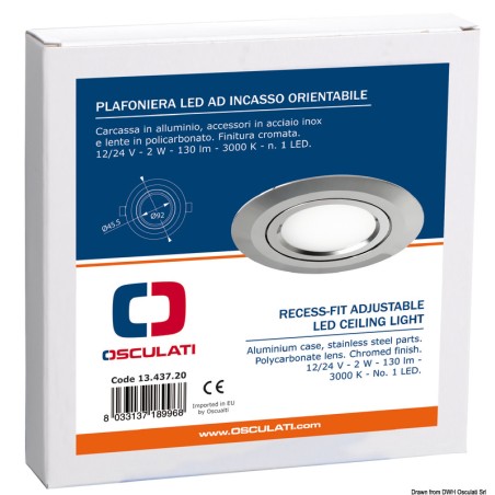
Spot  encastrer LED orientable lumière chaude 2W 
