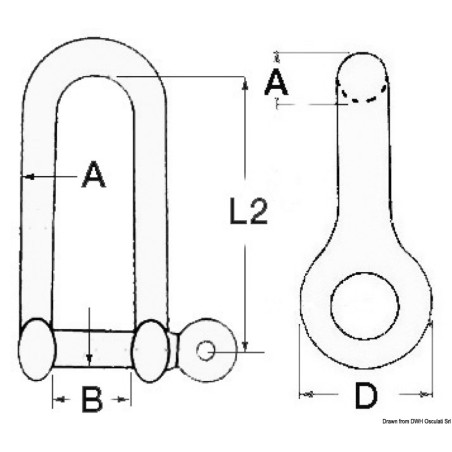 
Manille longue AISI 316 10 mm 
