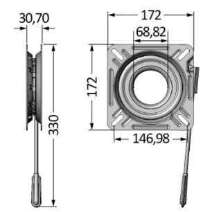 
Base tournante inox  friction + blocage 172x172 mm 
