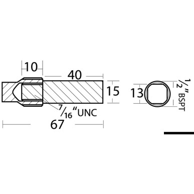 
Anode zinc+laiton exch. chaleur 1/2’’ BSPT 57x16 
