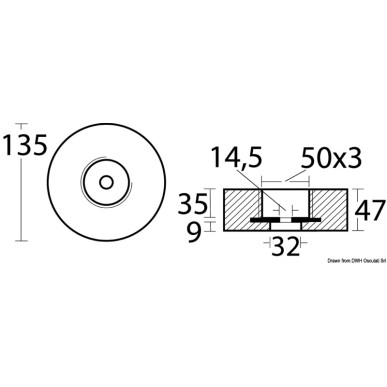 
Anode magnésium fixation escamotable Ø 135 mm 

