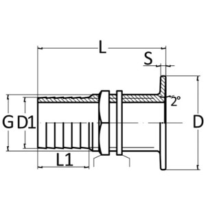 
Passe-coque ras laiton chromé 1"1/4 x 38 mm 
