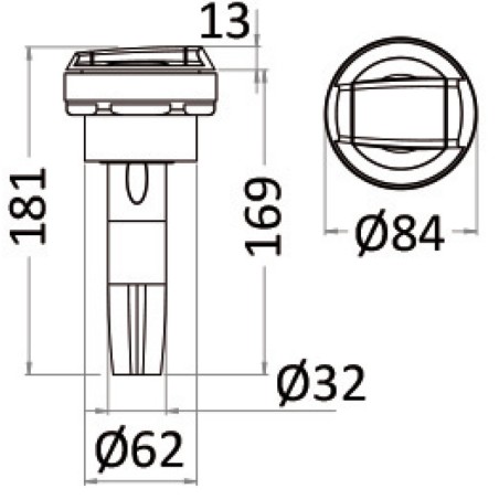 
Douche eau froide Saturn base horizontale chromé 
