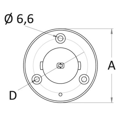Douille droite encastrée poteau carbone Ø 50 mm | EAN 8033137215667 Ref 46.820.00