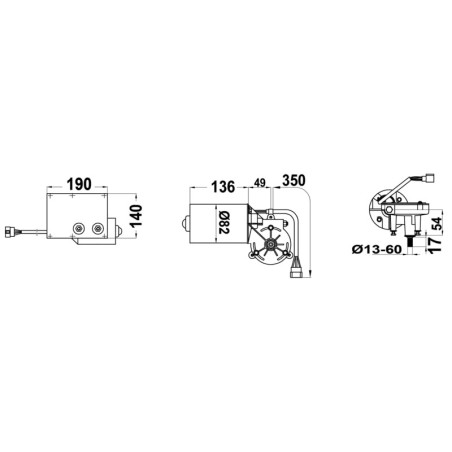 
Moteur pour bras et brosses 24 V 100 W 
