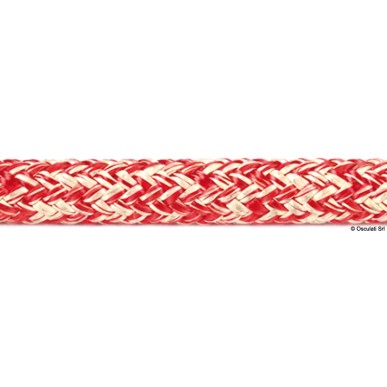 Double tresse Kevlar+ polyester jaune-rouge 12 mm  Ref 06.411.12RO