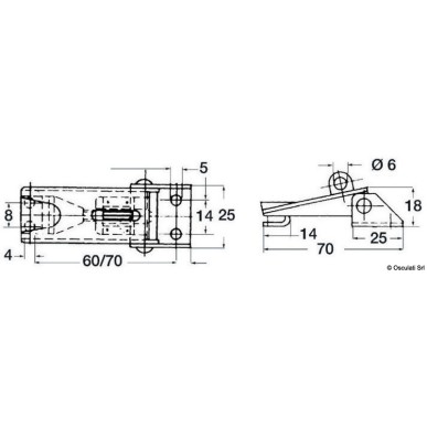 Fermeture levier inox réglable 70x25 mm | EAN 8033137128332 Ref 38.241.00