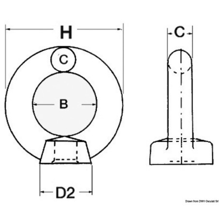 
Ecrou  œil moulé femelle AISI316 10 mm 
