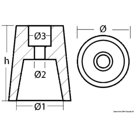 
Anode zinc ligne axe Radice Ø 42 mm 
