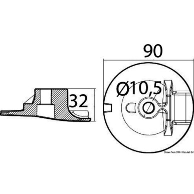 Anode aluminium plaque moteur 200/350 HP | EAN 8033137137235 Ref 43.258.51