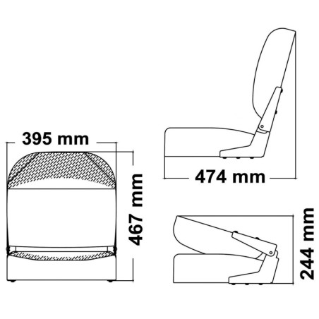 
Siège dossier rabattable coussin en vinyle sable 
