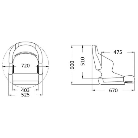 
Siège anatomique H52 RAL 9010 
