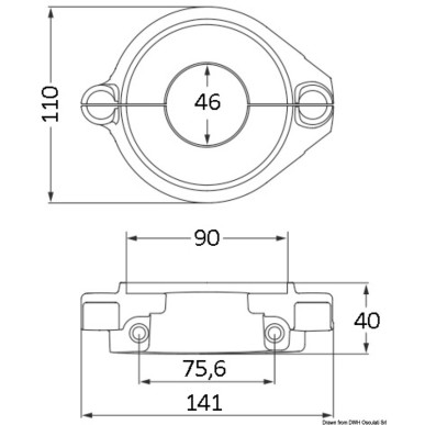 Anode deux pièces sail drive, collier ø 107 mm.| EAN 8033137139215 Ref 43.532.10